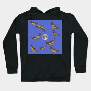 Death's Head Moth and Moons Blue 1 Hoodie